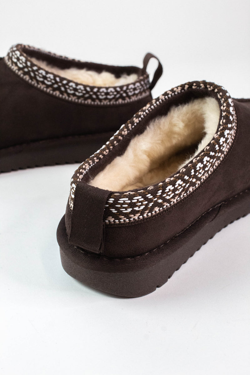 Sim Stitch Detail Suede Mule, Brown