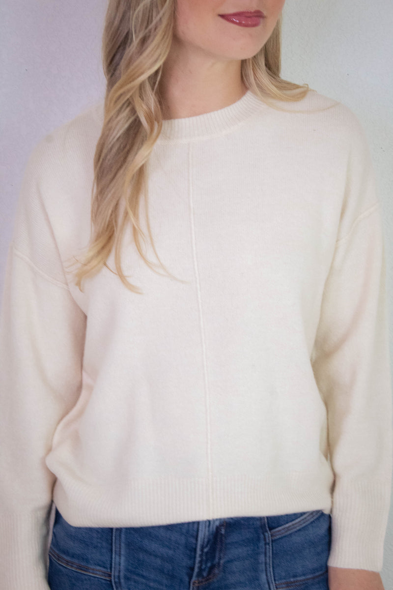 Noa Front Seam Detail Sweater, Ivory