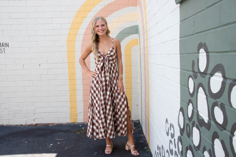 Via Midi Dress, Brown Combo | Free People