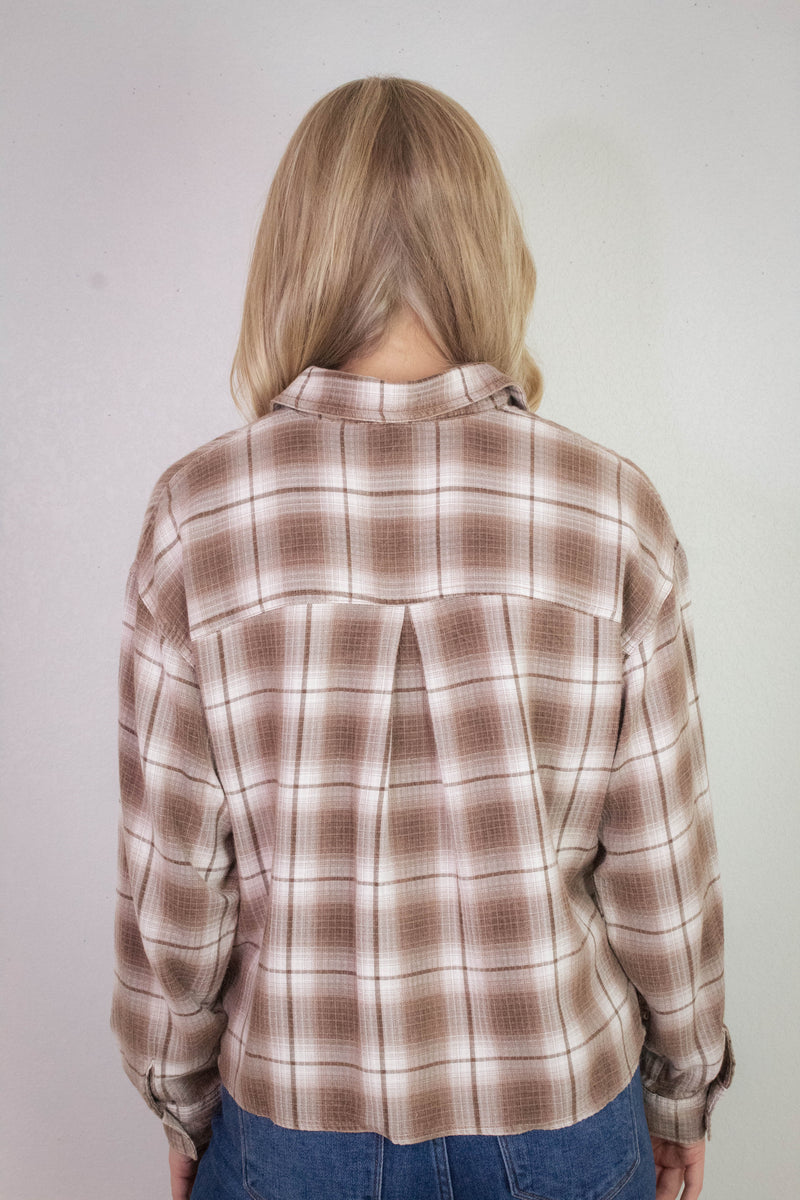 Layla Plaid Boxy Shirt, Brown Multi
