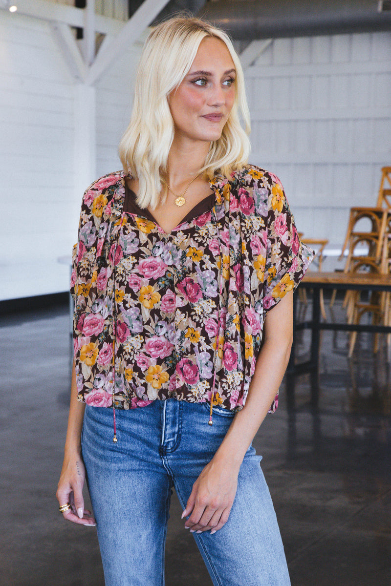 Frenzy Floral Blouse, Brown