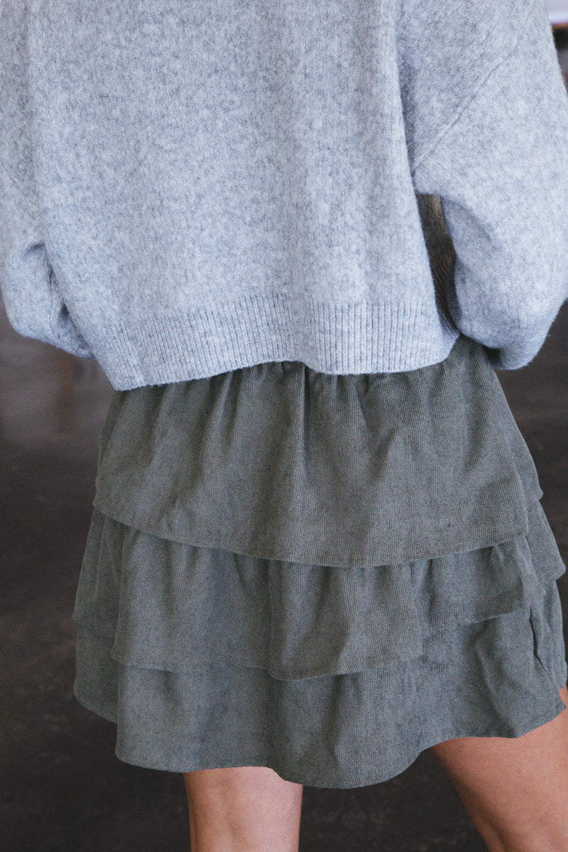 Second Chance Corduroy Mini Skirt, Olive