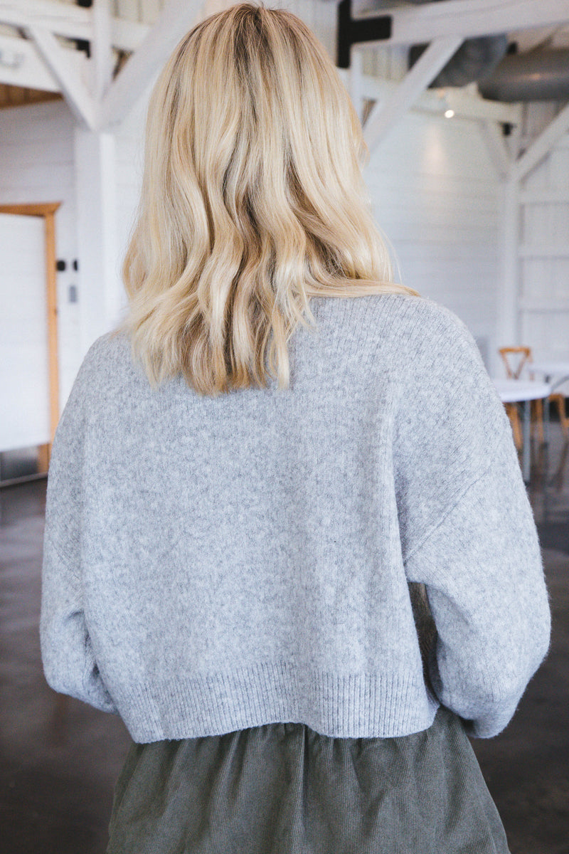On Repeat Cropped Sweater, Heather Grey