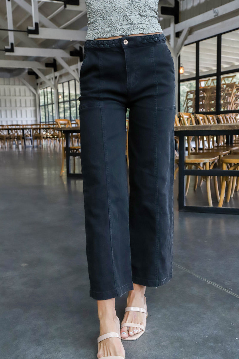 Aya Braid Detail Jeans, Black – North & Main Clothing Company