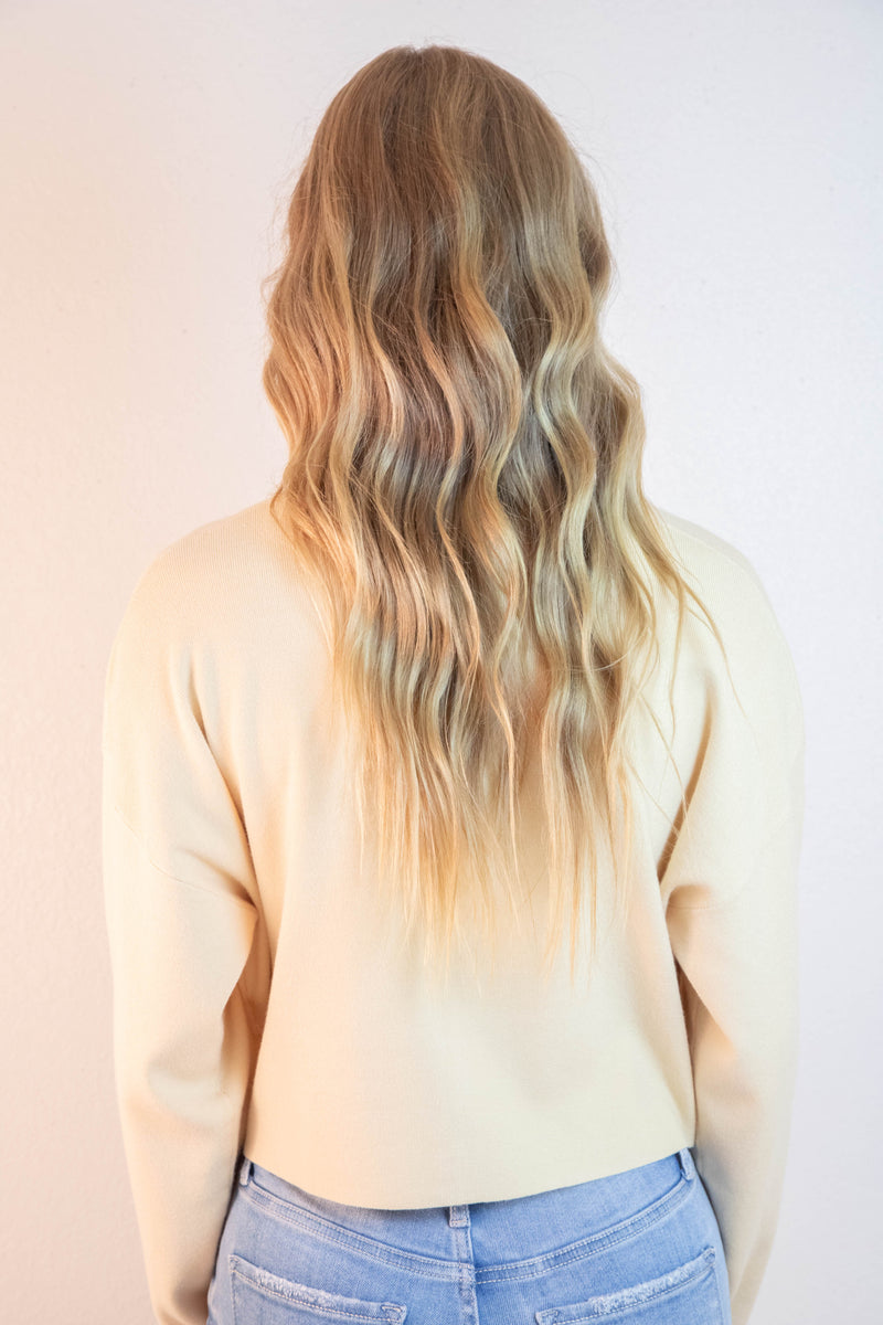 Bianca Cropped Drop Shoulder Cardigan, Butter