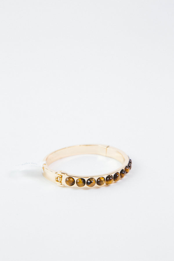 Kara Hinge Bangle Bracelet, Gold/Tigers Eye