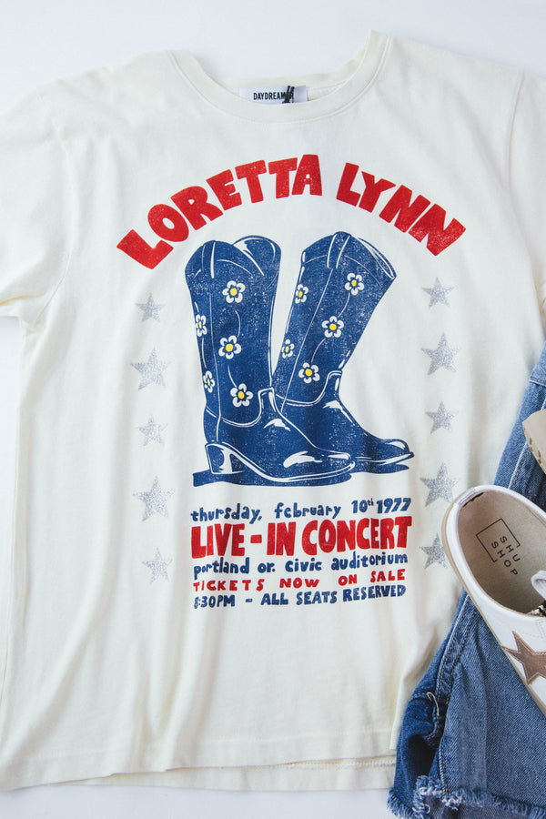 Loretta Lynn In Concert Tour Tee, Stone Vintage | Daydreamer