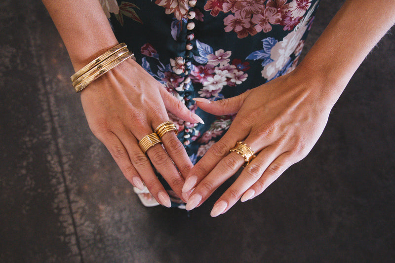 Faye Stacked Ring Set, Gold | Sahira Jewelry