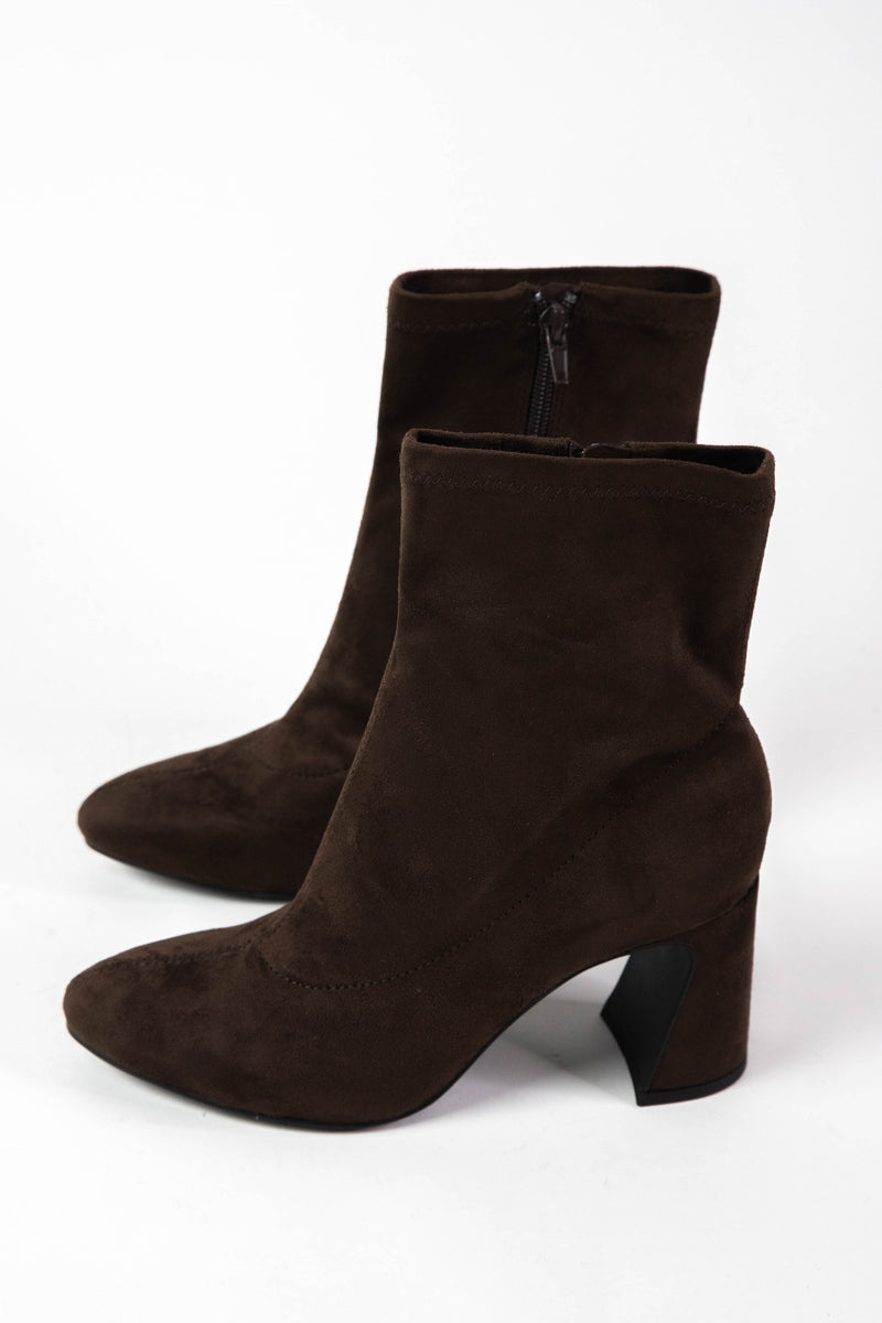 Thiva Block Heel Dress Bootie, Chocolate