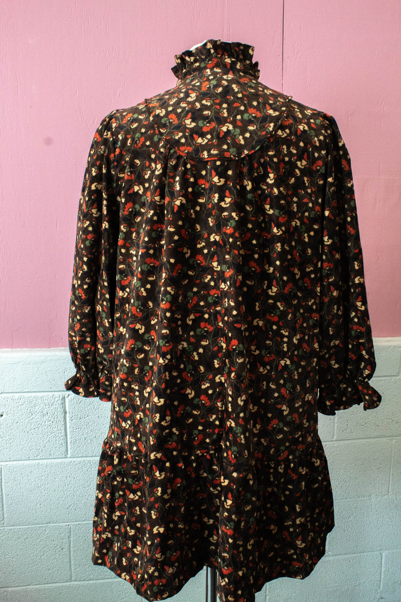 Arianna Corduroy Printed Dress, Chocolate Mix | Extended Styles