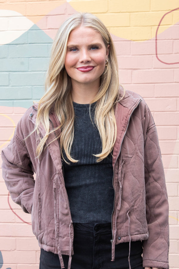 Leslie Washed Quilted Jacket, Brown