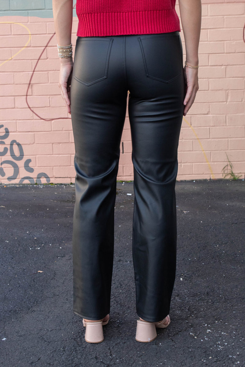 Sundaze High Rise Vintage Straight Faux Leather Pant, Cinematic | Daze