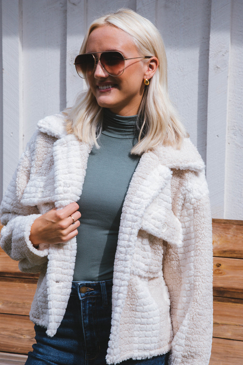 Moonstone Faux Shearling Jacket, Khaki
