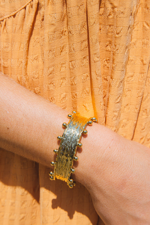 Raina Studded Cuff Bracelet, Gold | Sahira Jewelry