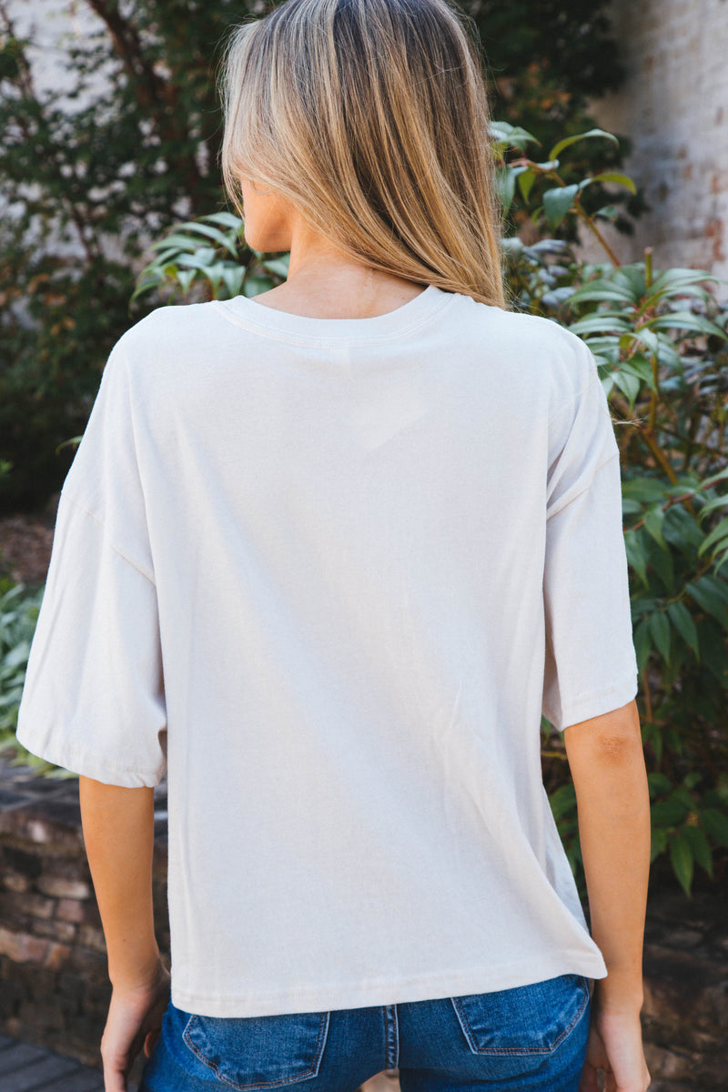 Free Spirit Boxy Crop Graphic Tee, Stone