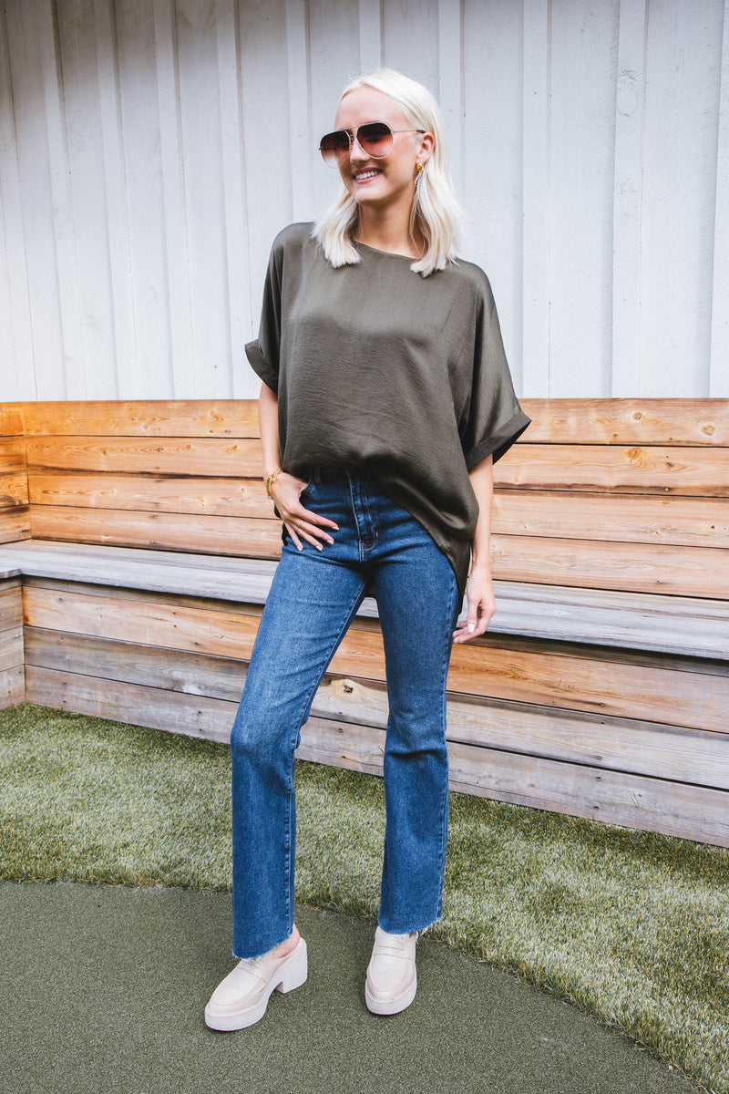 Octavia Woven Top, Olive