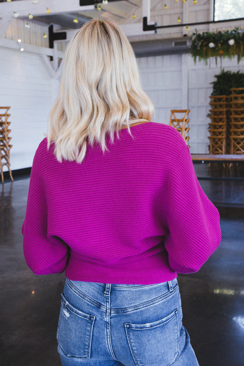 Lainey Ribbed Dolman Sleeve Sweater, Orchid