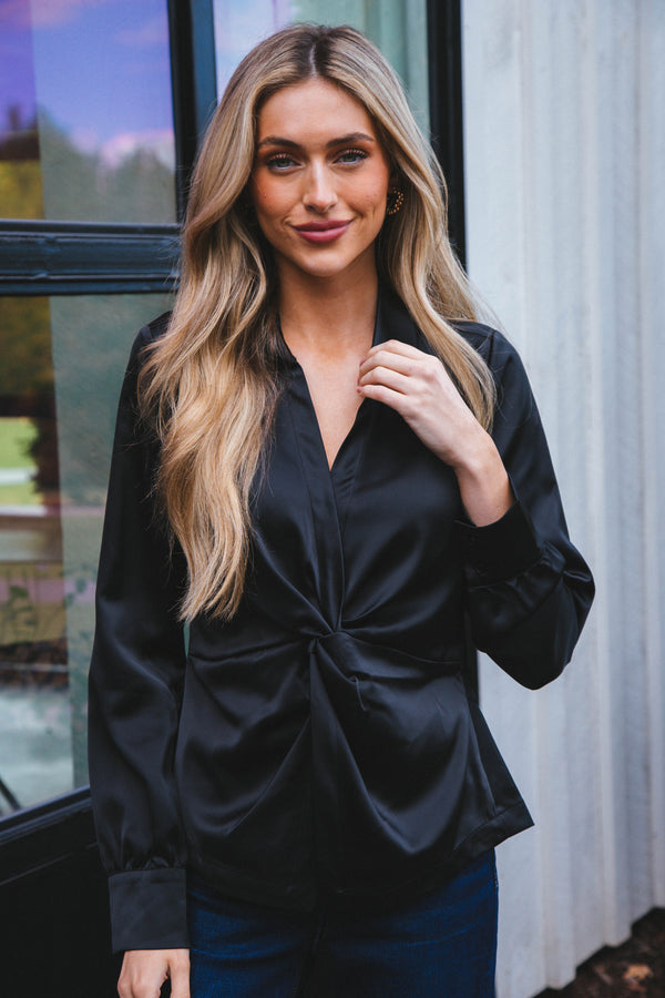 Easy On Me Satin Blouse, Black | Sanctuary