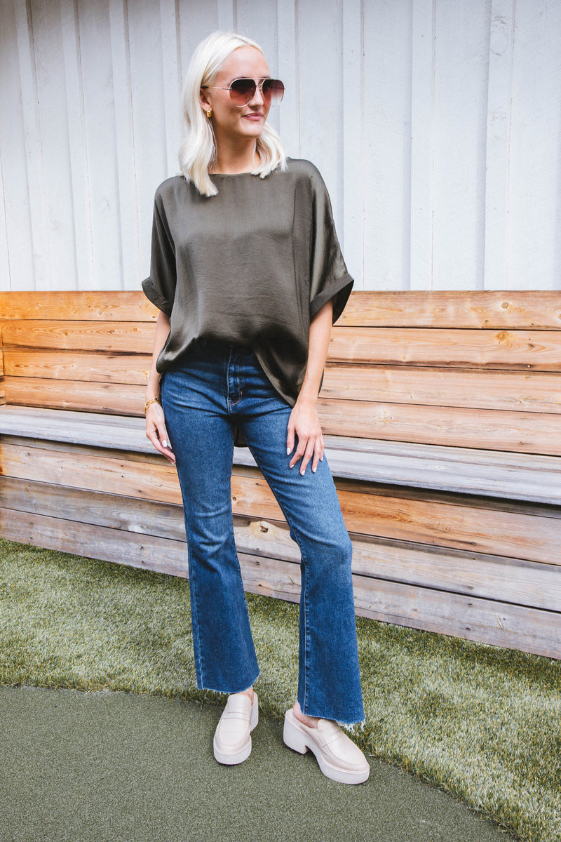 Octavia Woven Top, Olive
