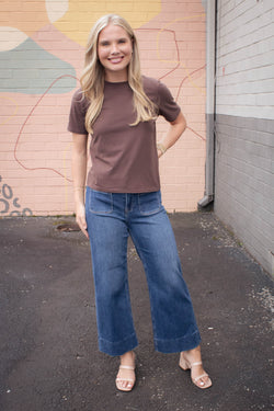 Adalynn Classic Boxy Fit Tee, Espresso