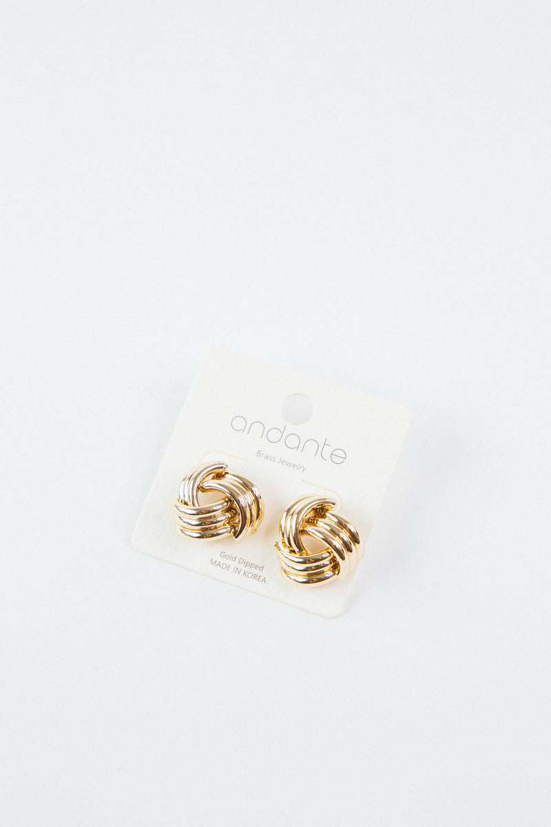 Love Knot Brass Earrings, Gold