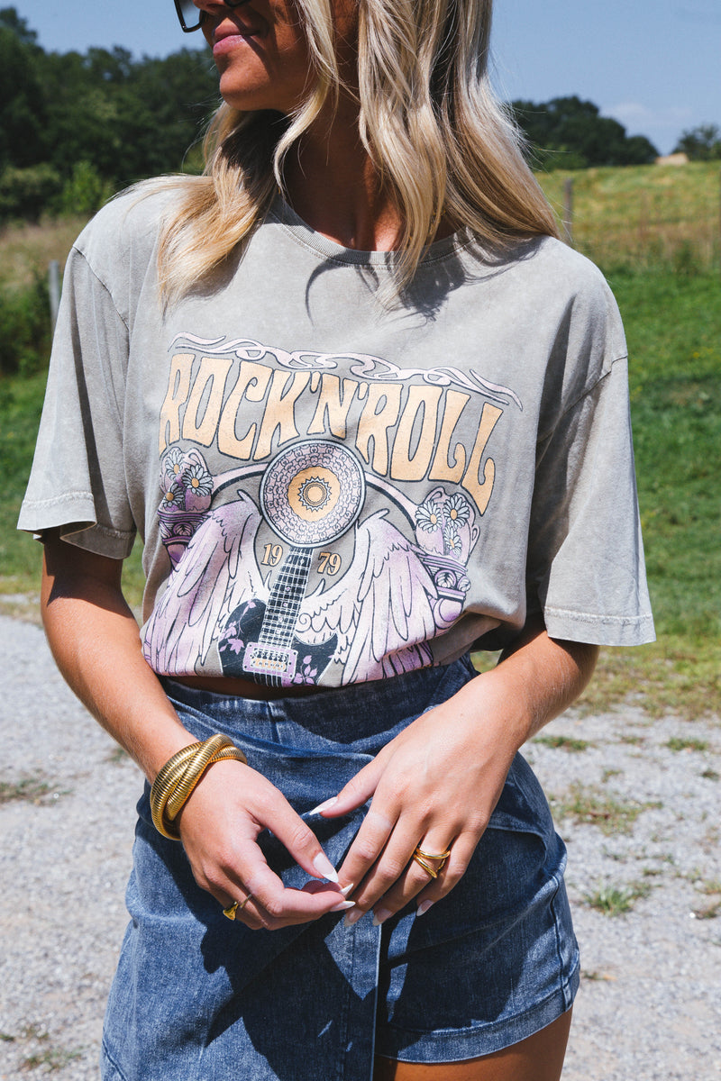 Rock N Roll World Tour Tee, Mocha | Extended Sizes