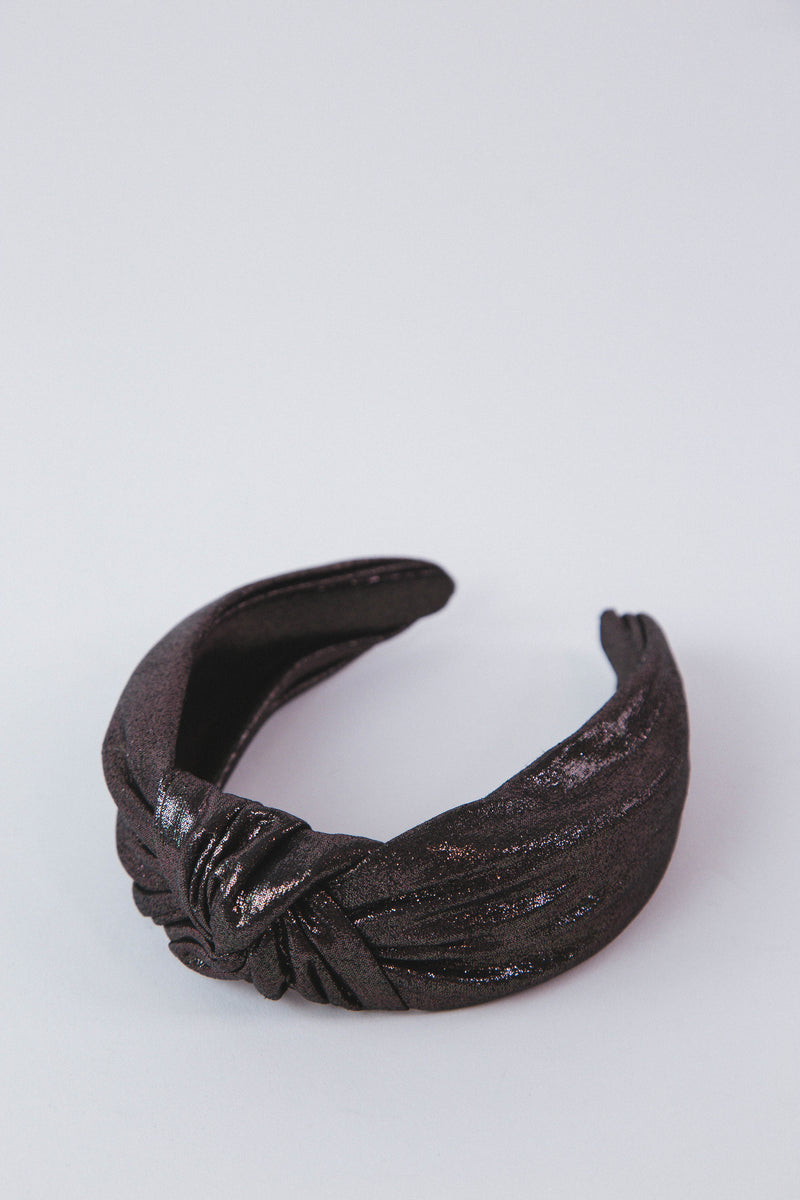 Shimmer Knotted Headband, Black