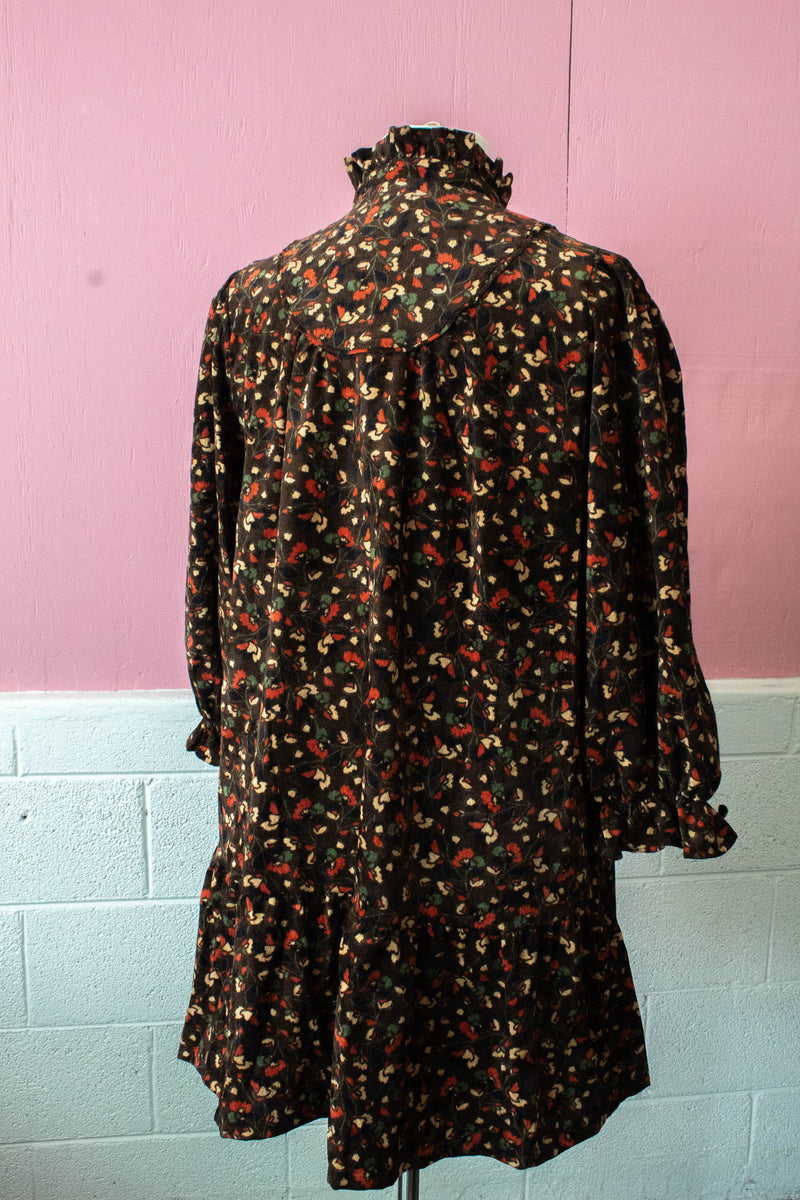 Arianna Corduroy Printed Dress, Chocolate Mix | Extended Styles