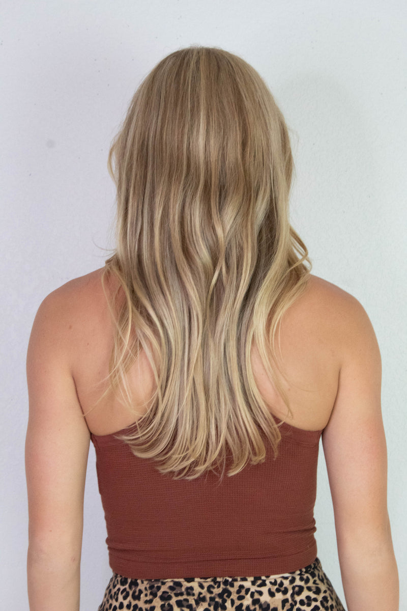Mia High Neck Tank Bra, Wine | Cream Yoga