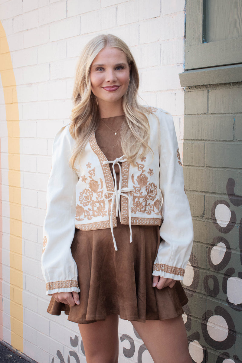 Indi Faux Suede Flare Dress, Camel Brown