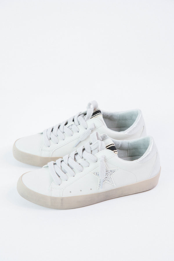 Paula Lace Up Star Sneaker, Crystal  | SHUSHOP