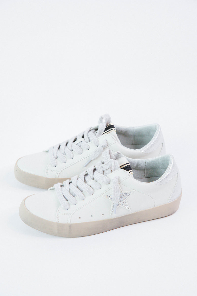 Paula Lace Up Star Sneaker, Crystal  | SHUSHOP