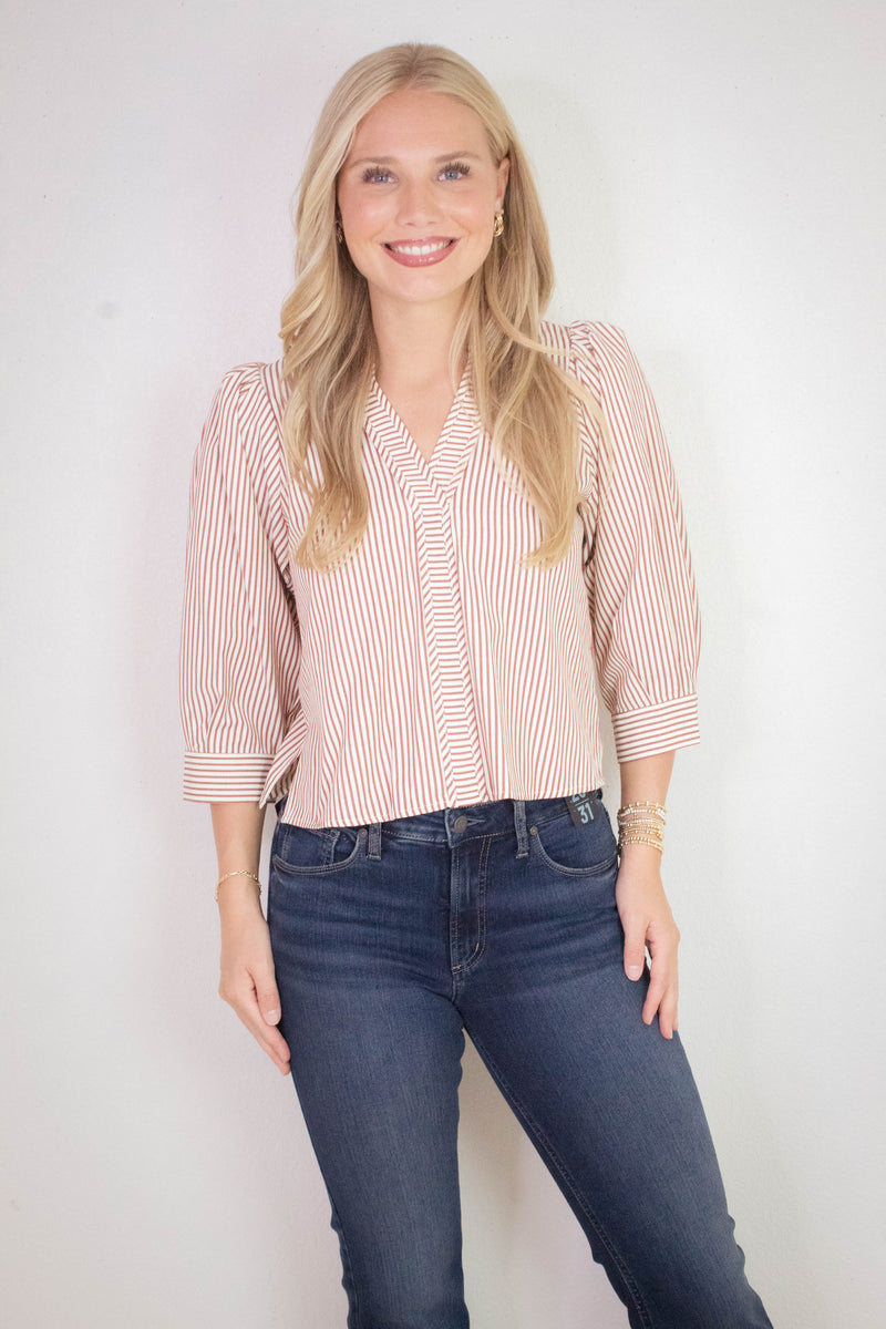 Hazel Striped Blouse, Rust