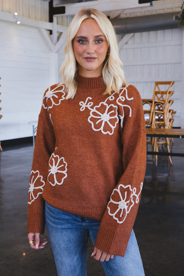 Theodosia Floral Sweater, Ginger