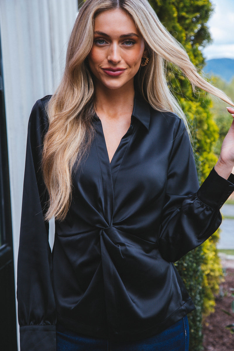 Easy On Me Satin Blouse, Black | Sanctuary