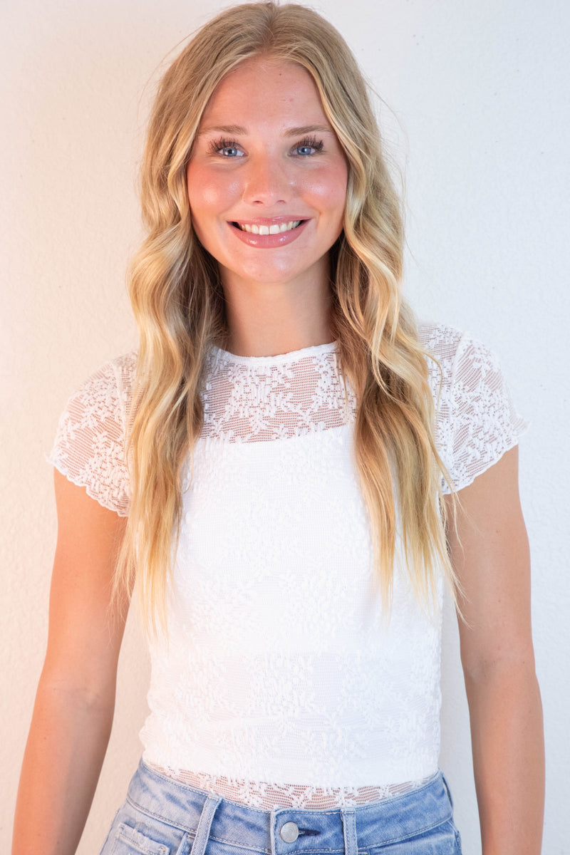Ready To Go Lace Tee, Ivory | Free People