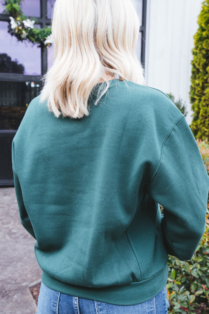 Fairway Embroidered Crewneck Sweatshirt, Hunter Green