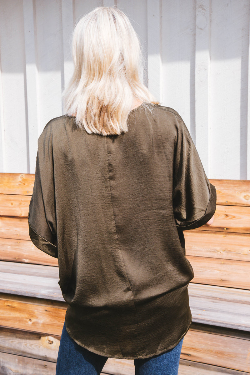 Octavia Woven Top, Olive