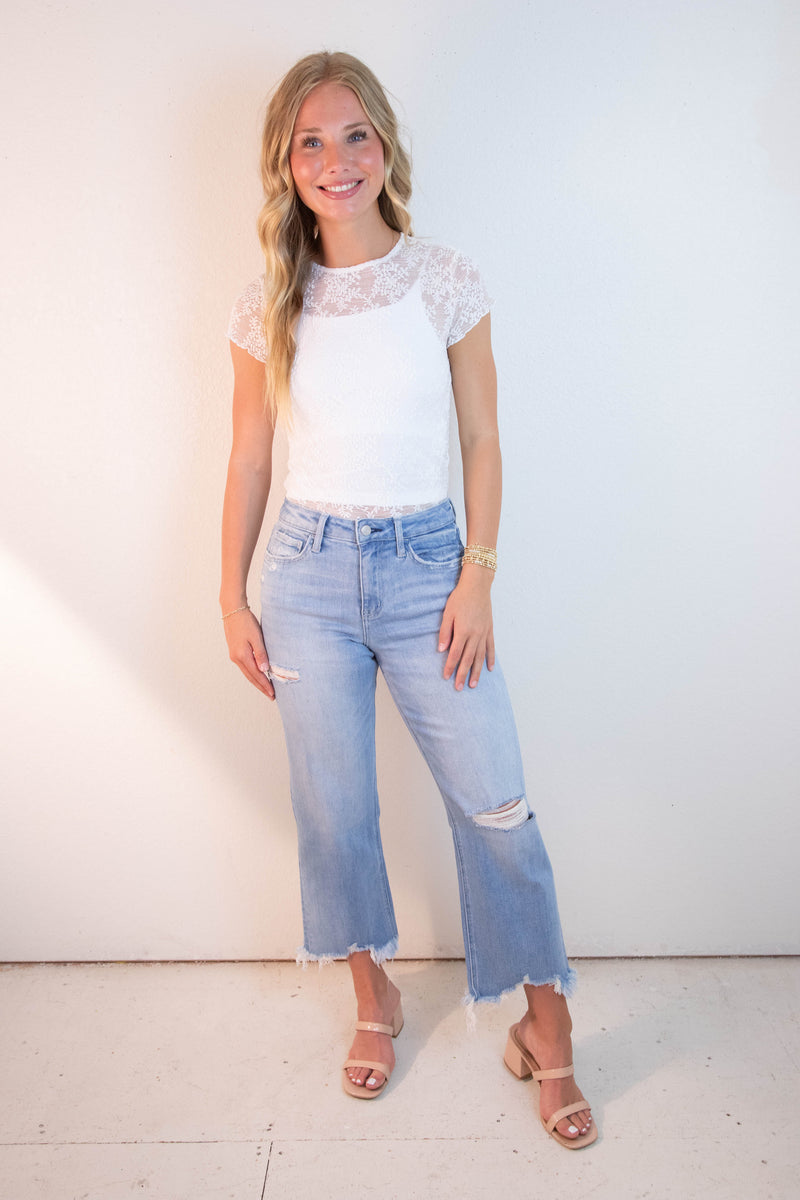 Cassidy High Rise Distressed Jeans, Amply