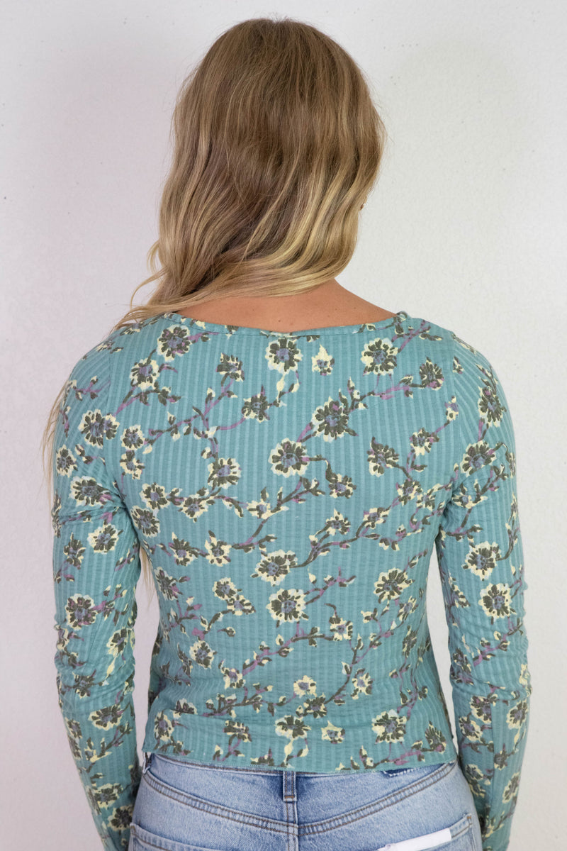 Tilly Printed Cardigan, Mineral Blue Combo | Free People