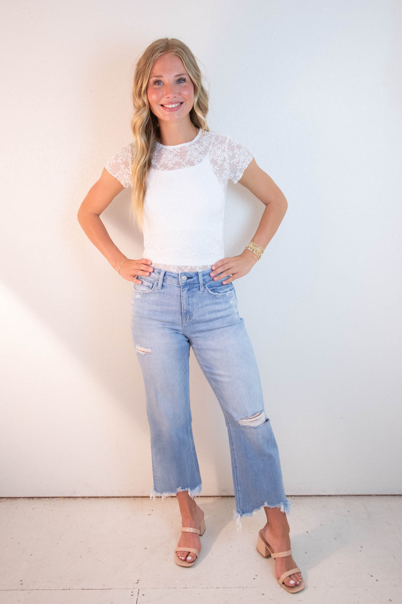 Cassidy High Rise Distressed Jeans, Amply