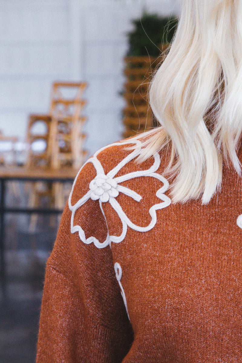 Theodosia Floral Sweater, Ginger