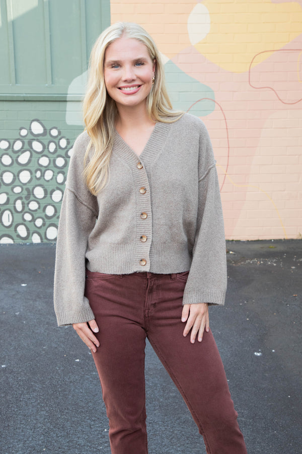 Cool of the Night Cardi, Mocha Melange | Free People