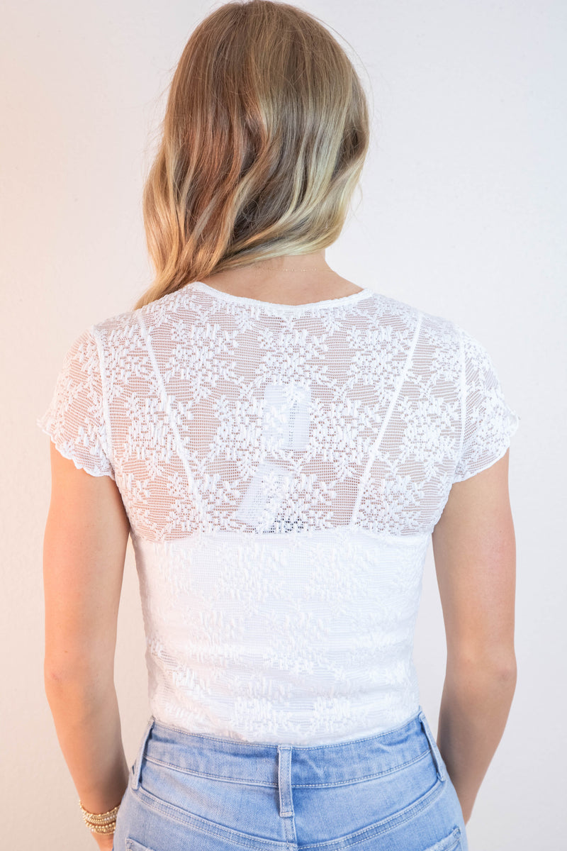 Ready To Go Lace Tee, Ivory | Free People