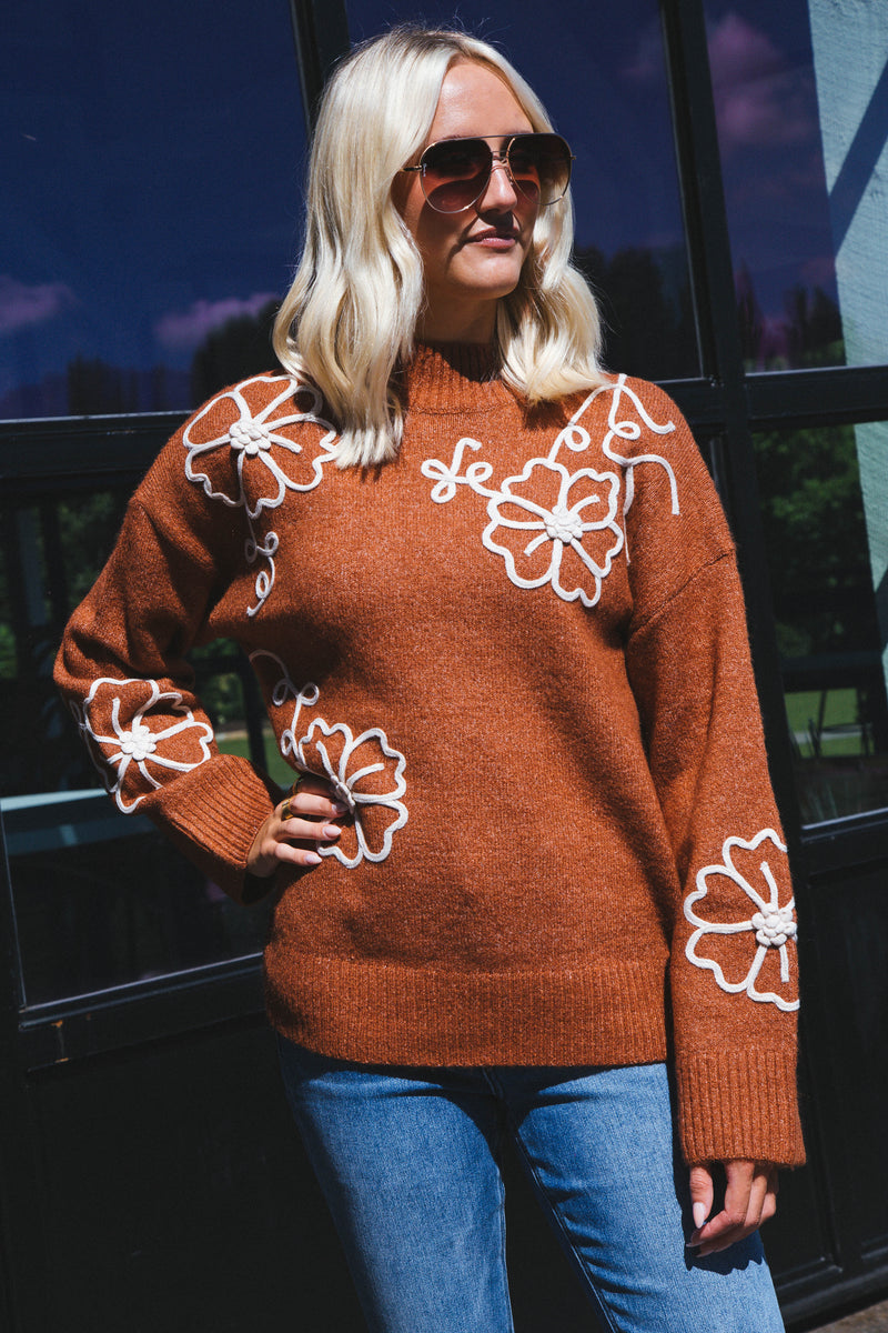 Theodosia Floral Sweater, Ginger