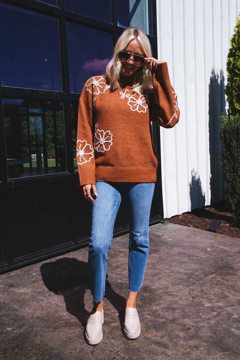 Theodosia Floral Sweater, Ginger