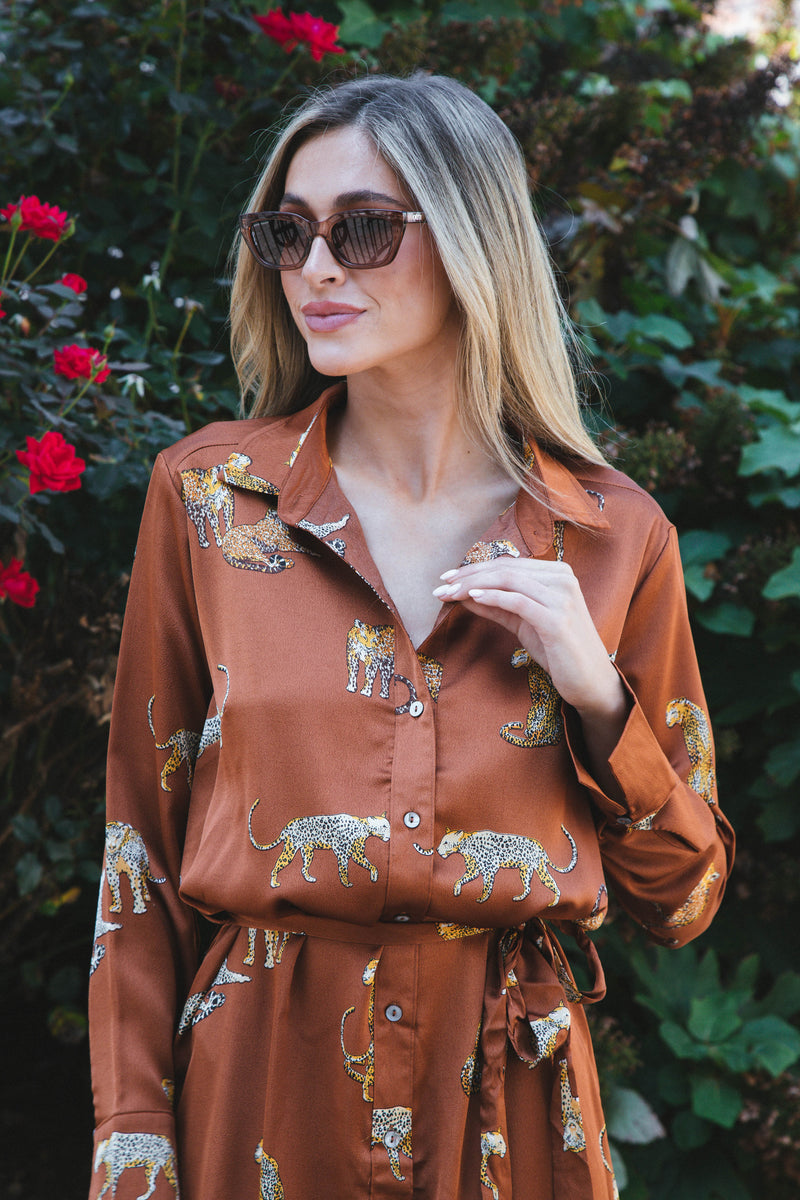 Golden Goddess Satin Midi Dress, Toffee