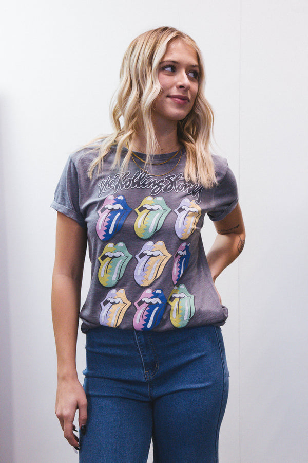 The Rolling Stones Burnout Tee, Steel Grey | Recycled Karma