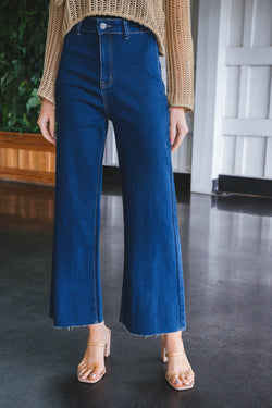 Aria High Rise Wide Leg Pants, Dark Denim