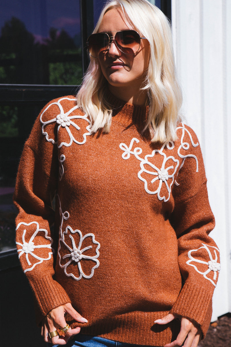 Theodosia Floral Sweater, Ginger